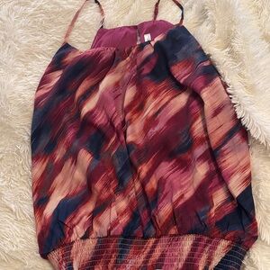 nine britton Magenta & Navy Watercolor Spaghetti Strap Top